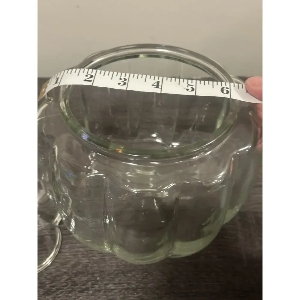 Vintage Anchor Hocking Clear Glass Pumpkin Candy/Cookie Jar With Lid